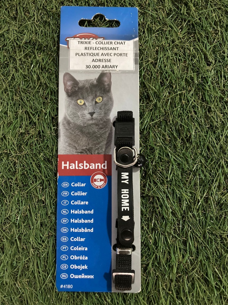 TRIXIE - COLLIER CHAT REFLECHISSANT PLASTIQUE AVEC PORTE ADRESSE